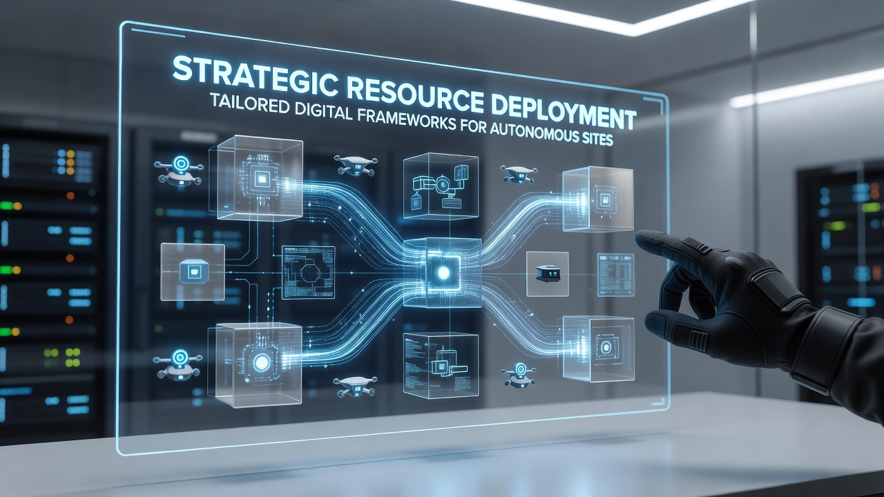 Strategic Resource Deployment in Tailored Digital Frameworks for Autonomous Sites